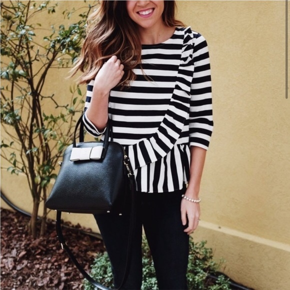 J. Crew Asymmetrical Striped Ruffle Top - Picture 7 of 8